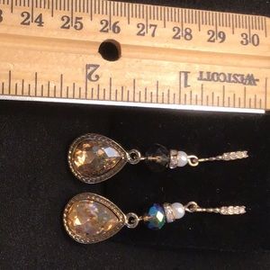 Crystal , faux pearl, CZ drop earrings